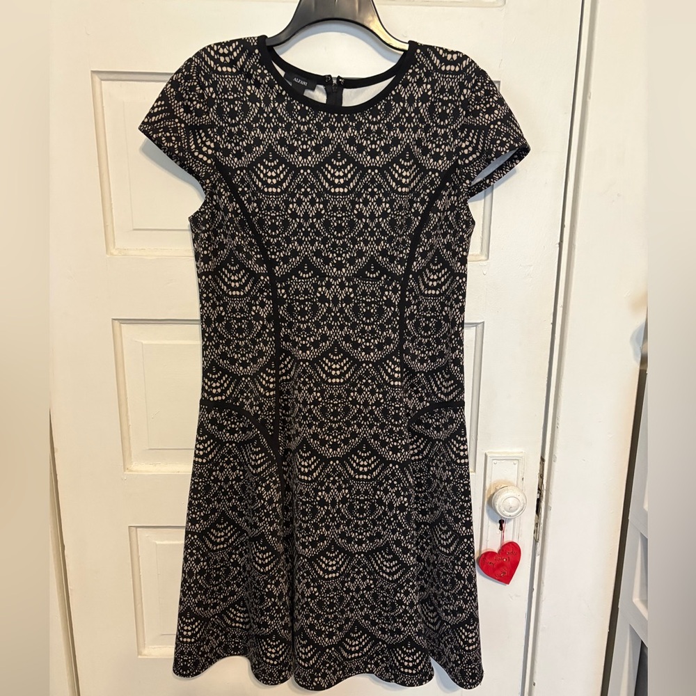Alfani Black and Cream Midi Dress